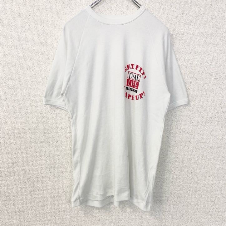 古着 used　半袖プリントTシャツ　90s　ヴィンテージ　シングルステッチ　クルーネック　レトロデザイン　白　ホワイト　