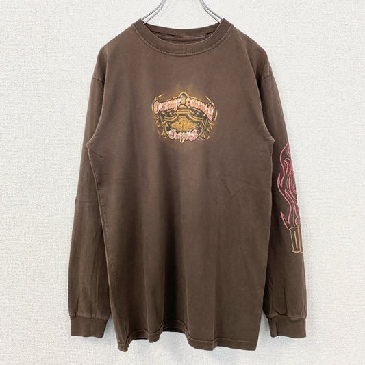 古着 used　ORANGE COUNTRY CHOPPERS　半袖プリントTシャツ　茶色　ブラウン　バイク　Mサイズ