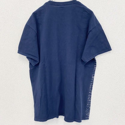 古着 used　GILDAN　半袖ロゴプリントＴシャツ　英字　筆記体　アメリカ国旗　鷲　レトロデザイン　クルーネック　Lサイズ