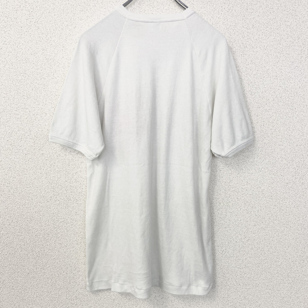 古着 used　半袖プリントTシャツ　90s　ヴィンテージ　シングルステッチ　クルーネック　レトロデザイン　白　ホワイト　