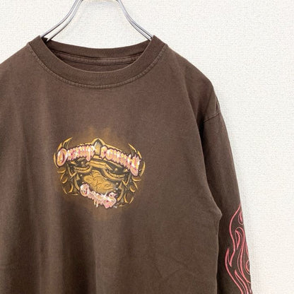 古着 used　ORANGE COUNTRY CHOPPERS　半袖プリントTシャツ　茶色　ブラウン　バイク　Mサイズ