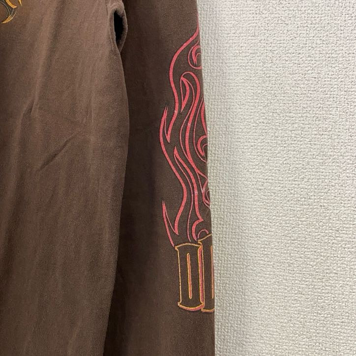 古着 used　ORANGE COUNTRY CHOPPERS　半袖プリントTシャツ　茶色　ブラウン　バイク　Mサイズ