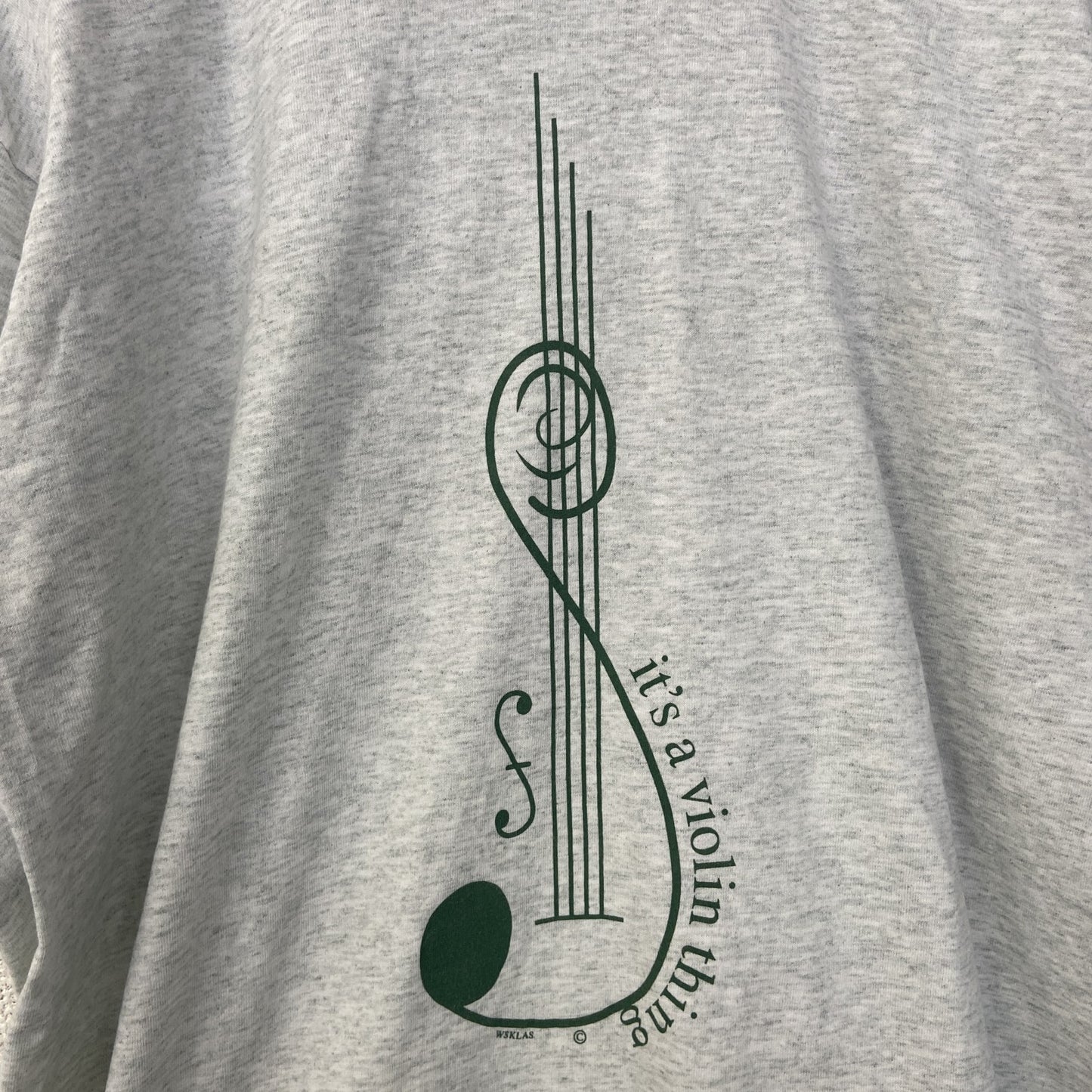 古着 used　半袖プリントTシャツ　90s　ヴィンテージ　シングルステッチ　音符　クルーネック　レトロデザイン　灰　グレー