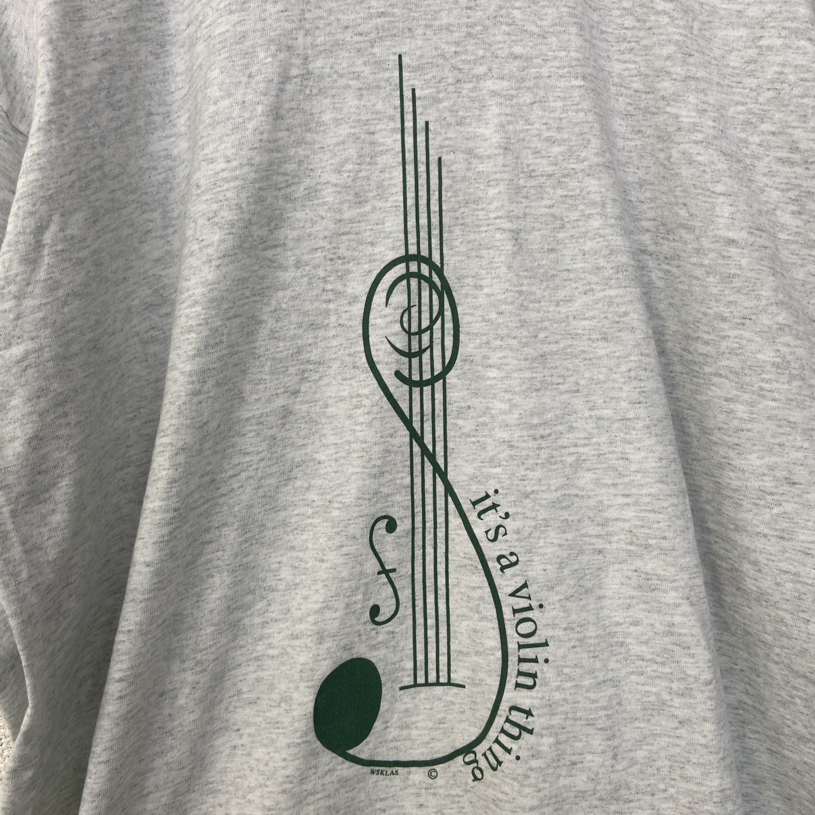 古着 used　半袖プリントTシャツ　90s　ヴィンテージ　シングルステッチ　音符　クルーネック　レトロデザイン　灰　グレー