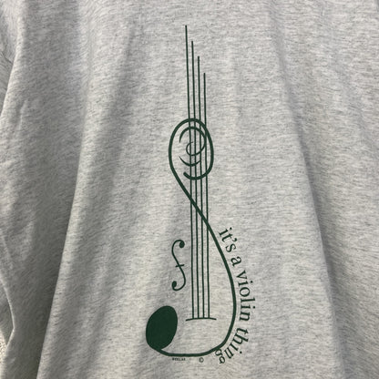 古着 used　半袖プリントTシャツ　90s　ヴィンテージ　シングルステッチ　音符　クルーネック　レトロデザイン　灰　グレー