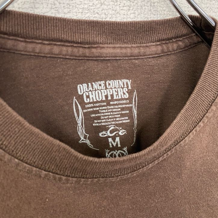 古着 used　ORANGE COUNTRY CHOPPERS　半袖プリントTシャツ　茶色　ブラウン　バイク　Mサイズ
