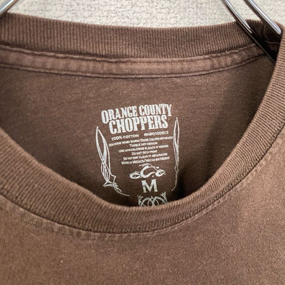 古着 used　ORANGE COUNTRY CHOPPERS　半袖プリントTシャツ　茶色　ブラウン　バイク　Mサイズ