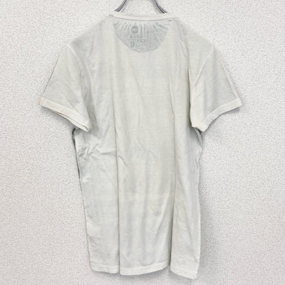 古着 used　半袖ロゴプリントＴシャツ　白　ホワイト　レトロデザイン　サーフィン　ビーチ　クルーネック　Sサイズ