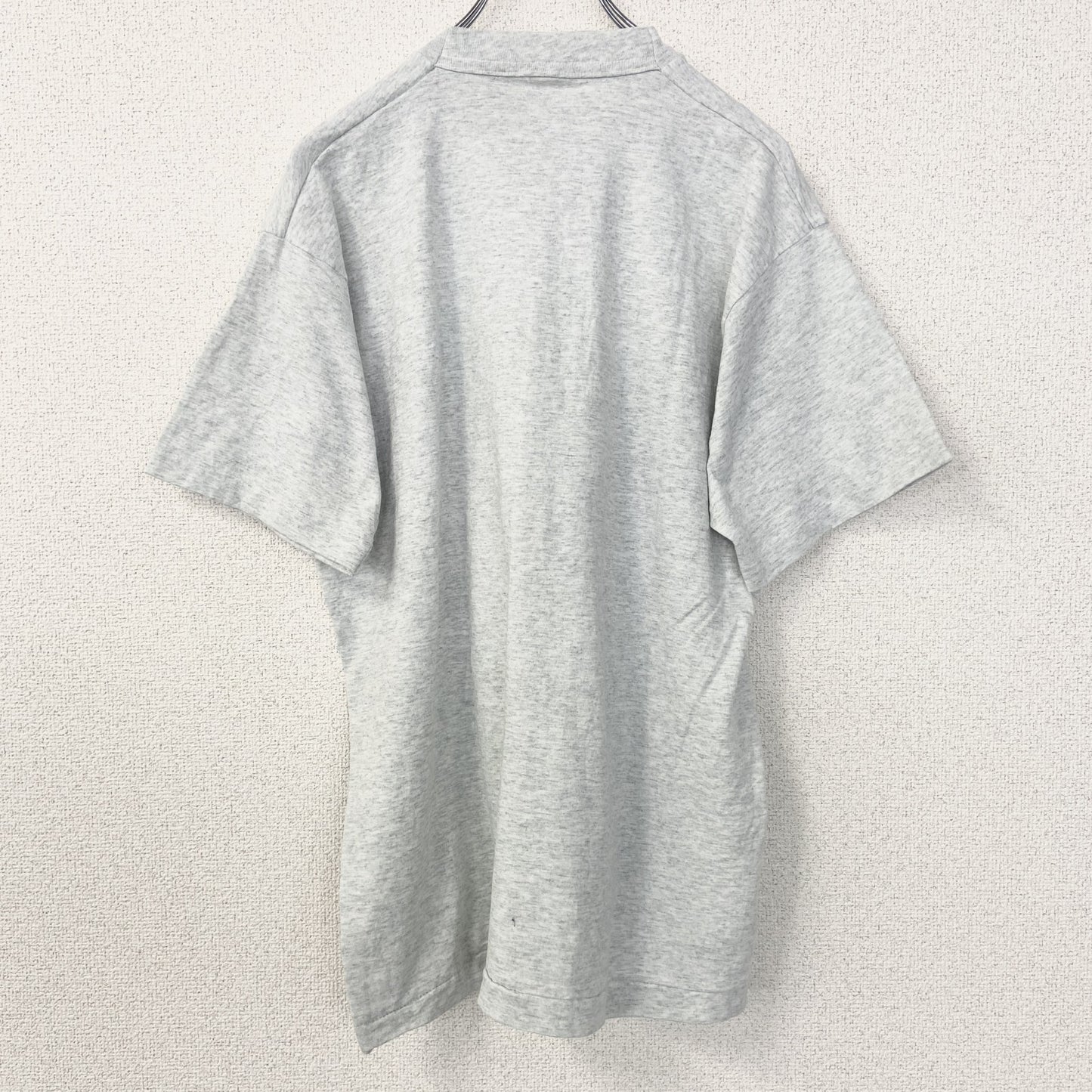 古着 used　半袖プリントTシャツ　90s　ヴィンテージ　シングルステッチ　音符　クルーネック　レトロデザイン　灰　グレー