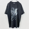古着 used　半袖プリントTシャツ　黒　ブラック　ドラゴン　龍　クルーネック　フェード　オーバーサイズ　y2k　XLサイズ