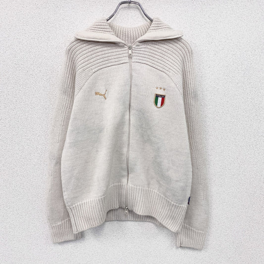 PUMA　プーマ　フルジップニットセーター　カーディガン　オフホワイト　Lサイズ