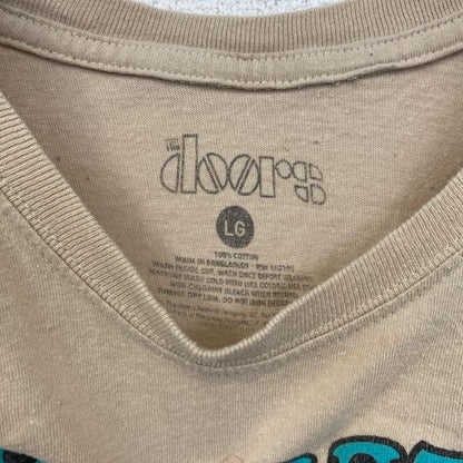 古着 used　半袖バンドプリントTシャツ　ドアーズ　音楽　ロック　ベージュ　クルーネック　レトロデザイン　Lサイズ
