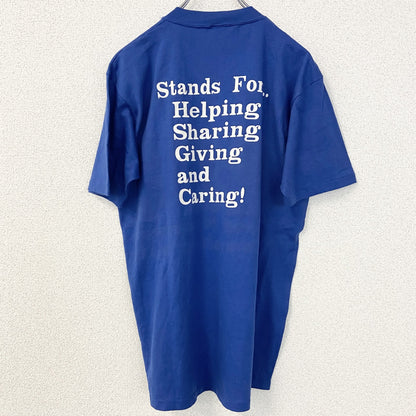 古着 used　JERZEES　半袖プリントTシャツ　90s　シングルステッチ　クルーネック　レトロデザイン　青　ブルー　Lサイズ