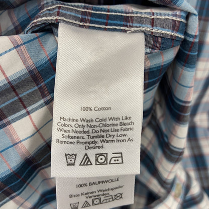 Eddie Bauer　エディーバウアー　長袖ボタンダウンシャツ　チェック柄　マルチカラー　水色　ライトブルー　Lサイズ