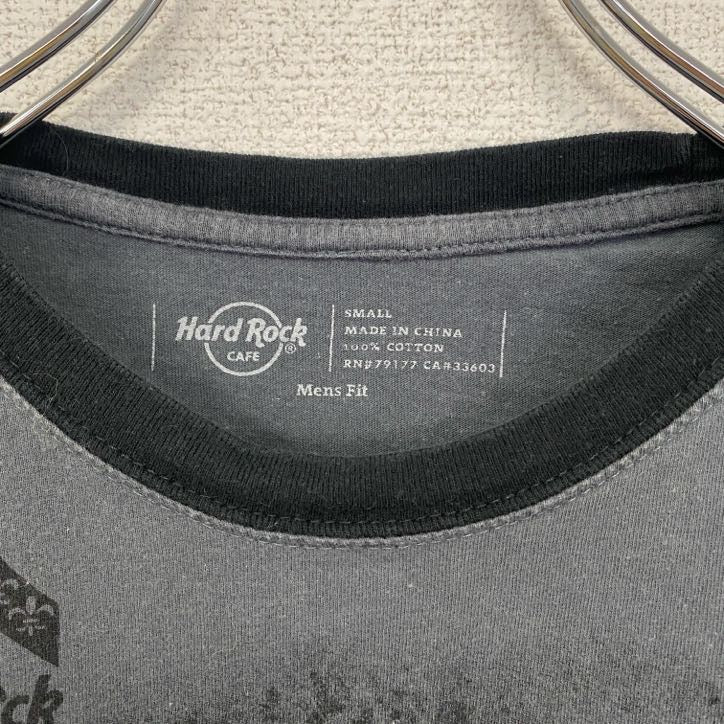 古着 used　Hard Rock CAFE　ハードロックカフェ　半袖リンガーTシャツ　ロゴプリント　灰色　グレー　Sサイズ