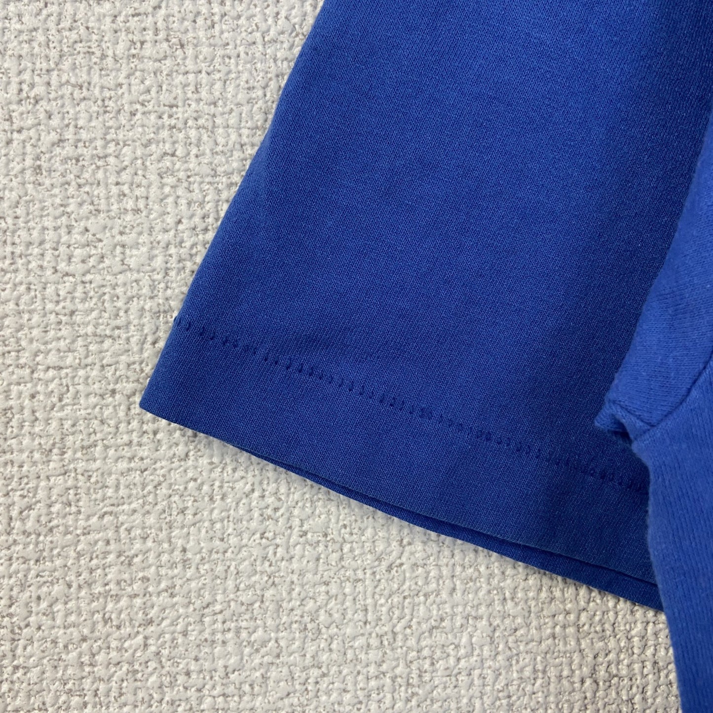 古着 used　Hanes　半袖プリントTシャツ　90s　シングルステッチ　クルーネック　レトロデザイン　青　ブルー　Lサイズ
