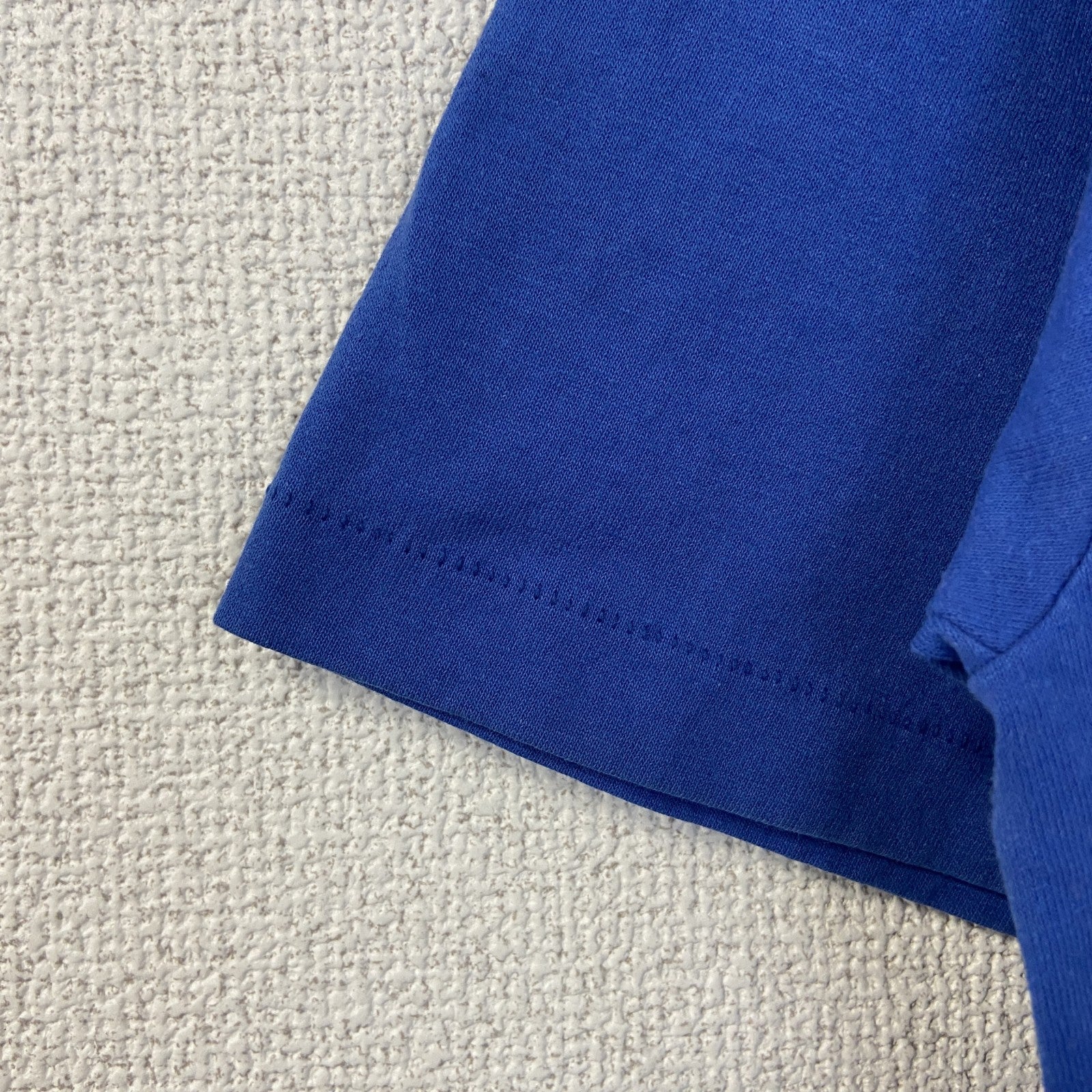 古着 used　Hanes　半袖プリントTシャツ　90s　シングルステッチ　クルーネック　レトロデザイン　青　ブルー　Lサイズ