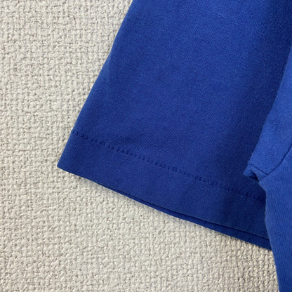 古着 used　Hanes　半袖プリントTシャツ　90s　シングルステッチ　クルーネック　レトロデザイン　青　ブルー　Lサイズ