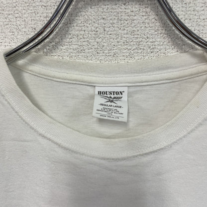 HOUSTON　ヒューストンン　米軍　U.S.NAVY　U.S.ARMY　半袖プリントTシャツ　星条旗　白　ホワイト　Lサイズ