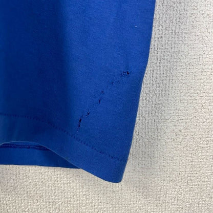 古着 used　Hanes　半袖プリントTシャツ　90s　シングルステッチ　クルーネック　レトロデザイン　青　ブルー　Lサイズ