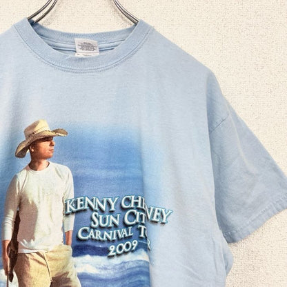 古着 used　GILDAN　半袖プリントTシャツ　ケニーチェズニー　音楽　カントリー　水色　レトロデザイン　Mサイズ