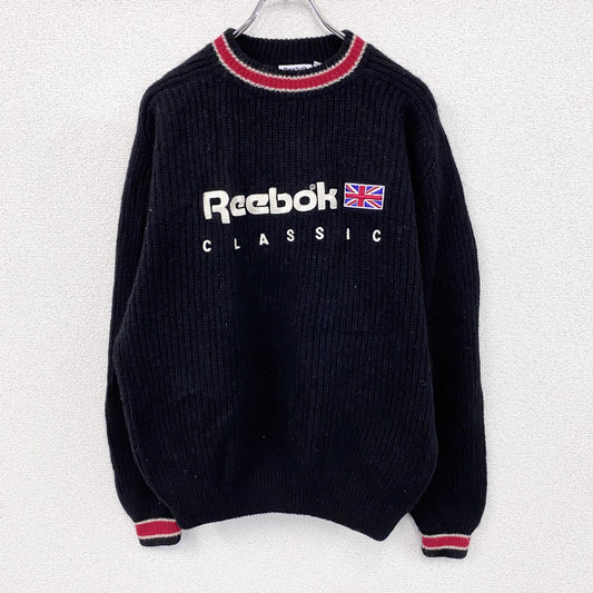 ～00s　Reebok　リーボック　ウールニットセーター　ヴィンテージ　黒　ブラック　Lサイズ