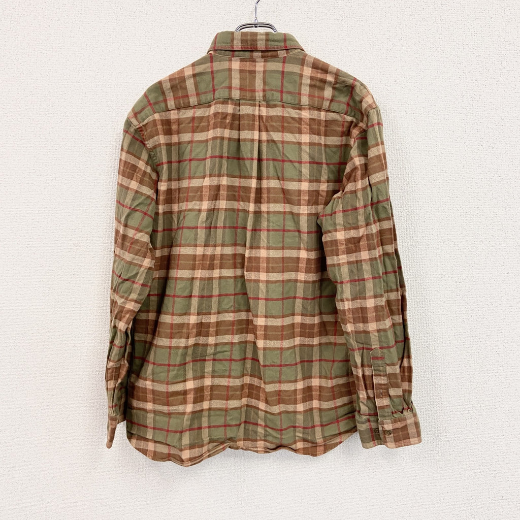 LANDS’END　ランズエンド　長袖シャツ　ボタンダウンシャツ　チェック柄　グリーン　オレンジ　XLサイズ