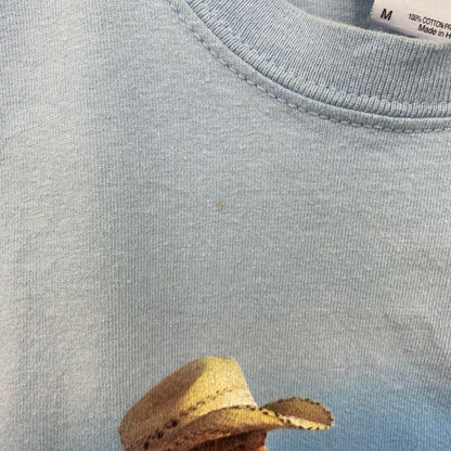 古着 used　GILDAN　半袖プリントTシャツ　ケニーチェズニー　音楽　カントリー　水色　レトロデザイン　Mサイズ