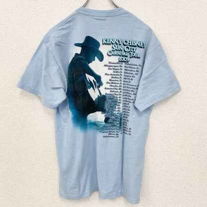 古着 used　GILDAN　半袖プリントTシャツ　ケニーチェズニー　音楽　カントリー　水色　レトロデザイン　Mサイズ