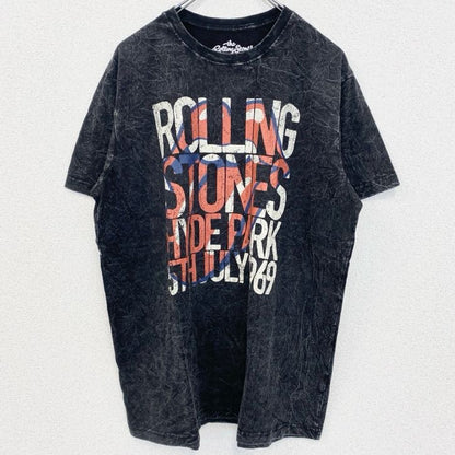 古着 used　半袖バンドプリントTシャツ　ローリングストーンズ　音楽　ダークグレー　クルーネック　レトロデザイン　Lサイズ