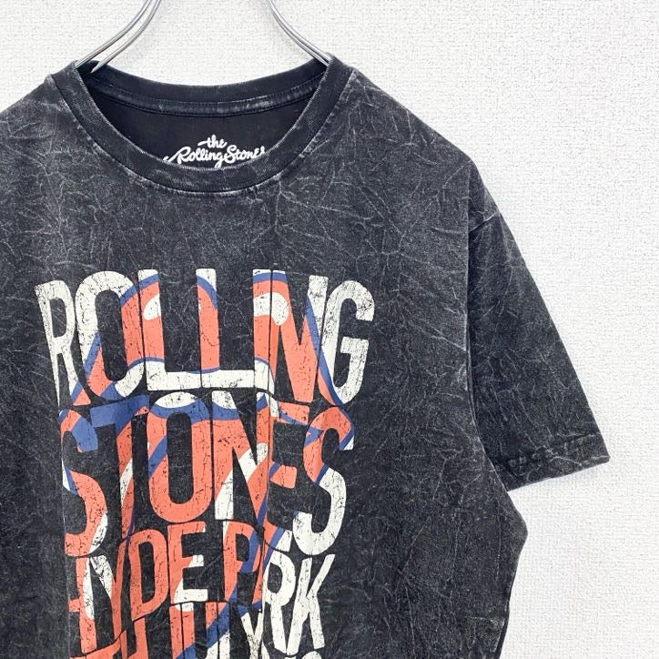 古着 used　半袖バンドプリントTシャツ　ローリングストーンズ　音楽　ダークグレー　クルーネック　レトロデザイン　Lサイズ