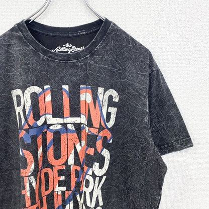 古着 used　半袖バンドプリントTシャツ　ローリングストーンズ　音楽　ダークグレー　クルーネック　レトロデザイン　Lサイズ