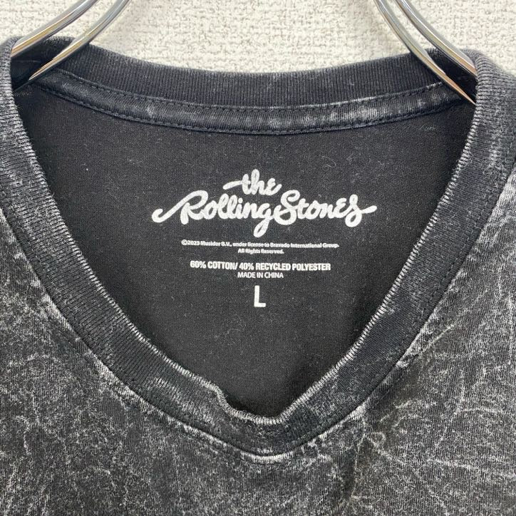 古着 used　半袖バンドプリントTシャツ　ローリングストーンズ　音楽　ダークグレー　クルーネック　レトロデザイン　Lサイズ