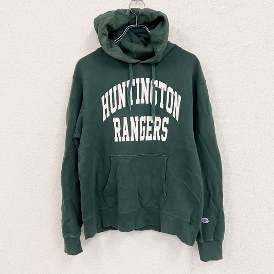 Champion　チャンピオン　スウェットパーカー/フーディー　アーチプリント　刺繍ロゴ　現行　緑　グリーン　Lサイズ