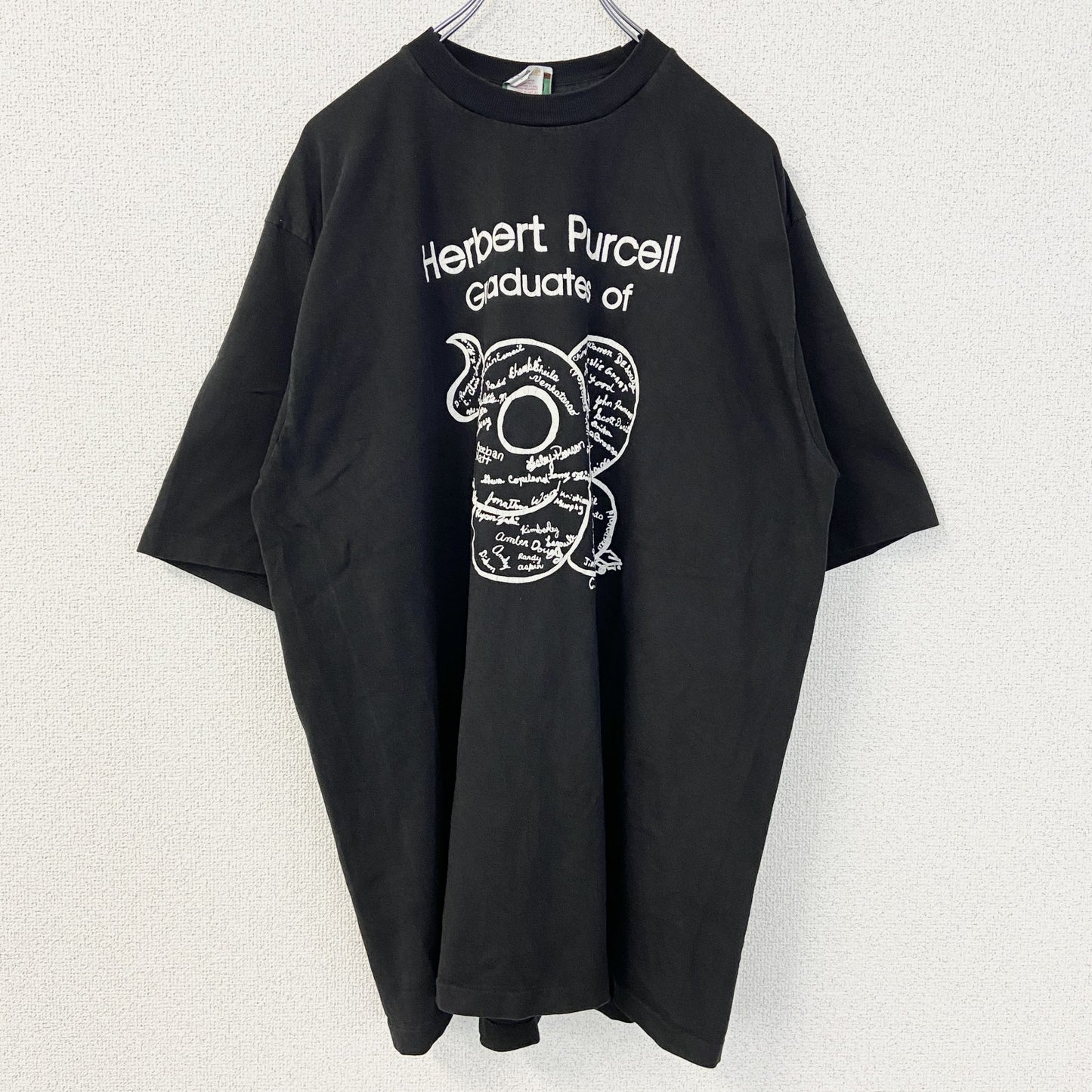 古着 used　半袖プリントTシャツ　90s　シングルステッチ　ヴィンテージ　クルーネック　レトロ　黒　ブラック　XLサイズ