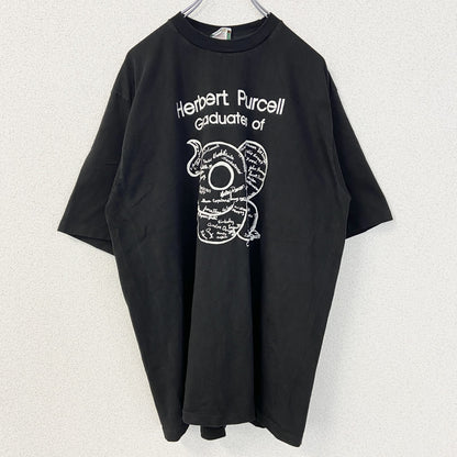 古着 used　半袖プリントTシャツ　90s　シングルステッチ　ヴィンテージ　クルーネック　レトロ　黒　ブラック　XLサイズ