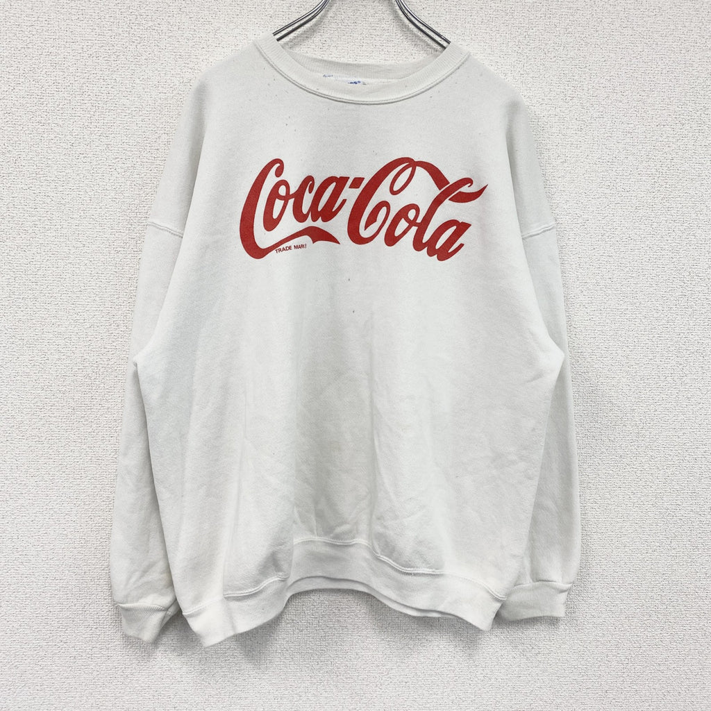 80s～　Hanes　ヘインズ　Coca Cola　コカコーラ　スウェット/トレーナー　ヴィンテージ　白　ホワイト　XLサイズ　