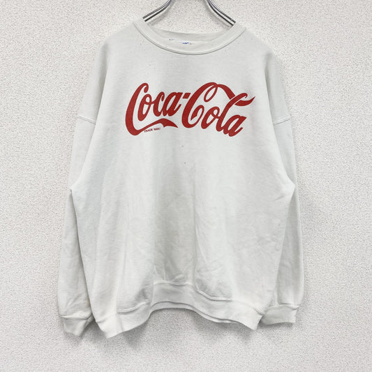 80s～　Hanes　ヘインズ　Coca Cola　コカコーラ　スウェット/トレーナー　ヴィンテージ　白　ホワイト　XLサイズ　