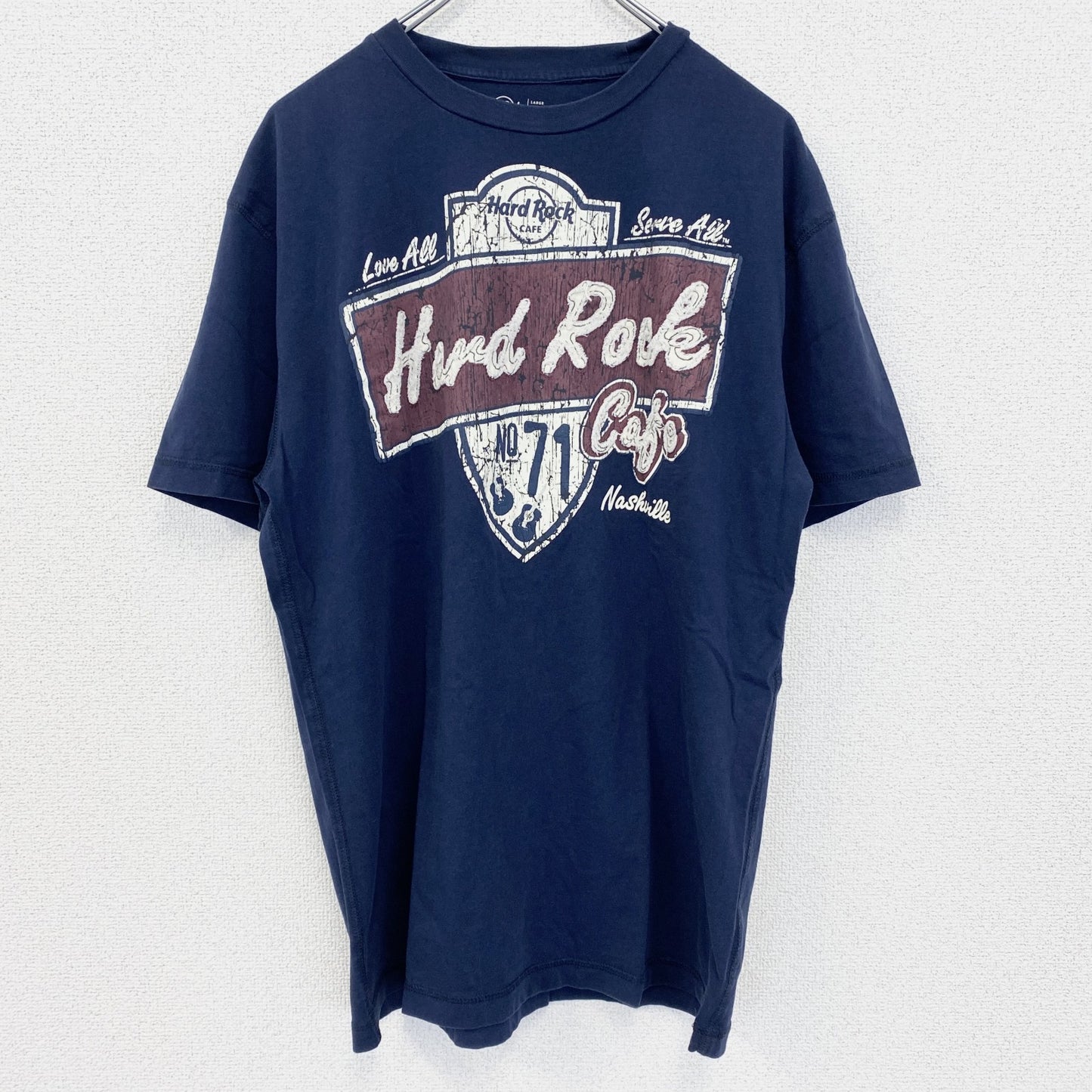 古着 used　Hard Rock CAFE ハードロックカフェ　半袖ロゴプリントTシャツ　紺　ネイビー　コットン100%　Lサイズ