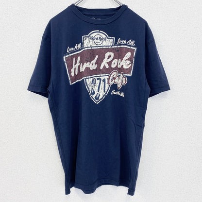 古着 used　Hard Rock CAFE ハードロックカフェ　半袖ロゴプリントTシャツ　紺　ネイビー　コットン100%　Lサイズ