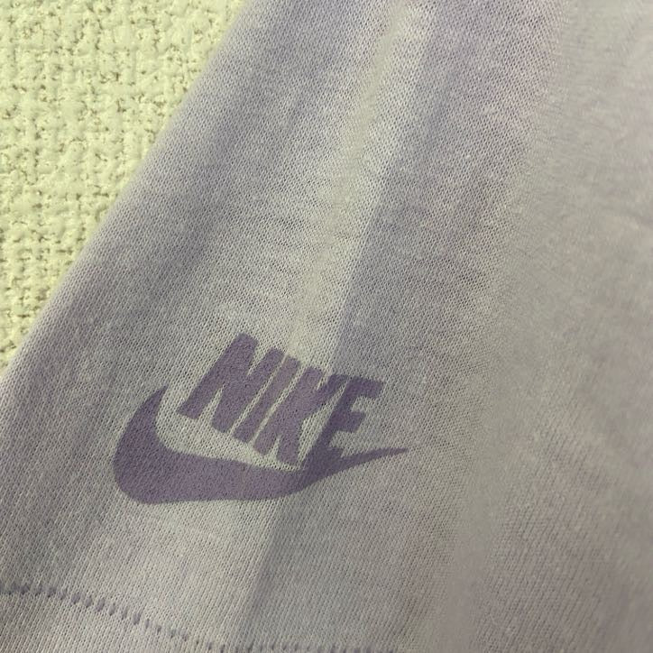 80s　NIKE　ナイキ　他社ボディ　半袖プリントTシャツ　ヴィンテージ　シングルステッチ　紫　パープル　Lサイズ