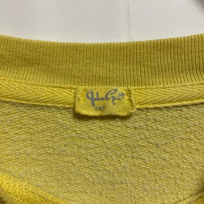 古着 used　長袖クルーネックスウェット　トレーナー　ワンポイント刺　ノームコア　シンプル　honey　黄色　イエロー　秋冬服