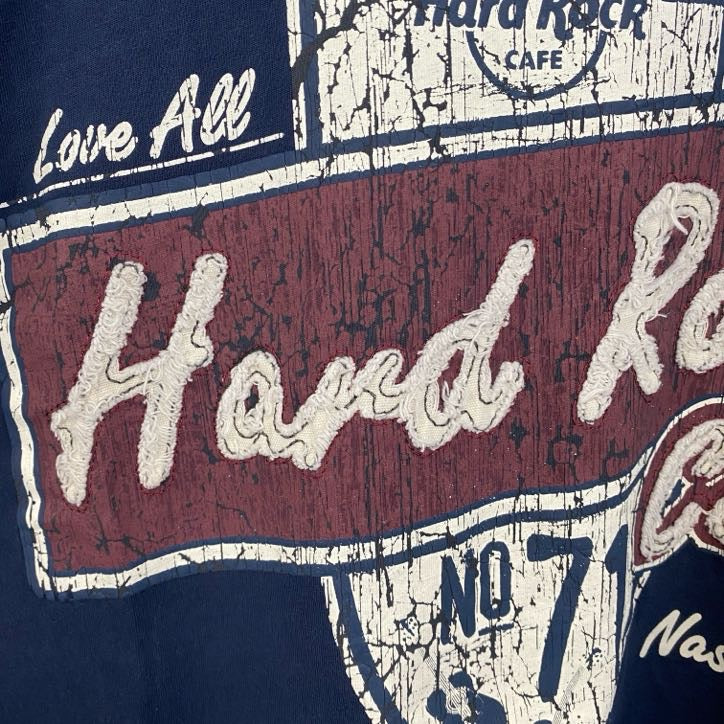 古着 used　Hard Rock CAFE ハードロックカフェ　半袖ロゴプリントTシャツ　紺　ネイビー　コットン100%　Lサイズ