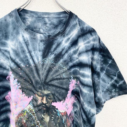 古着 used　半袖プリントTシャツ　ジミヘンドリックス　音楽　タイダイ　クルーネック　レトロデザイン　Lサイズ
