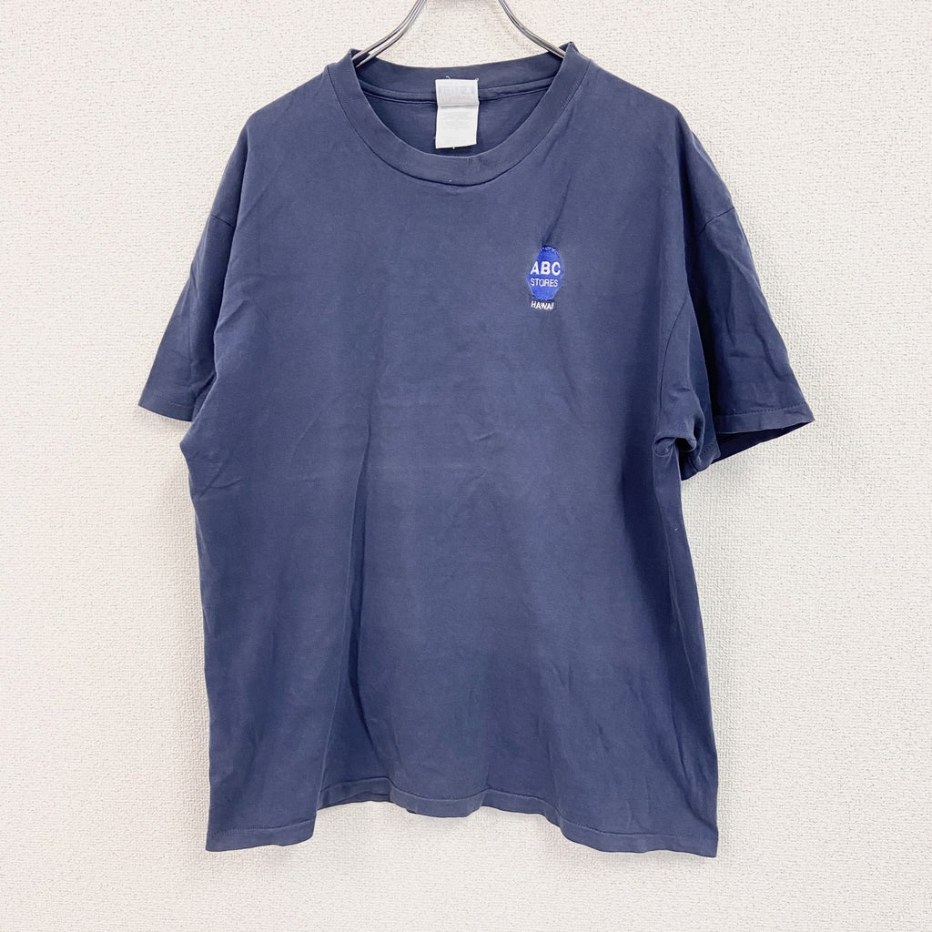 90s～　Hanes　ヘインズ　半袖Tシャツ　スーべニア　ABC STORE　シングルステッチ　紺　ネイビー　XLサイズ