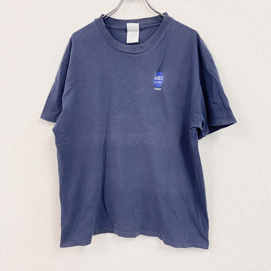 90s～　Hanes　ヘインズ　半袖Tシャツ　スーべニア　ABC STORE　シングルステッチ　紺　ネイビー　XLサイズ