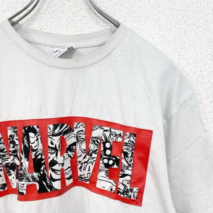 古着 used　半袖アニメプリントTシャツ　MARVEL　マーベル　白　ホワイト　両面プリント　クルーネック　XLサイズ