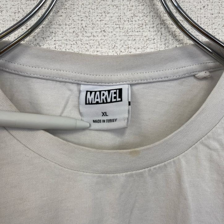 古着 used　半袖アニメプリントTシャツ　MARVEL　マーベル　白　ホワイト　両面プリント　クルーネック　XLサイズ