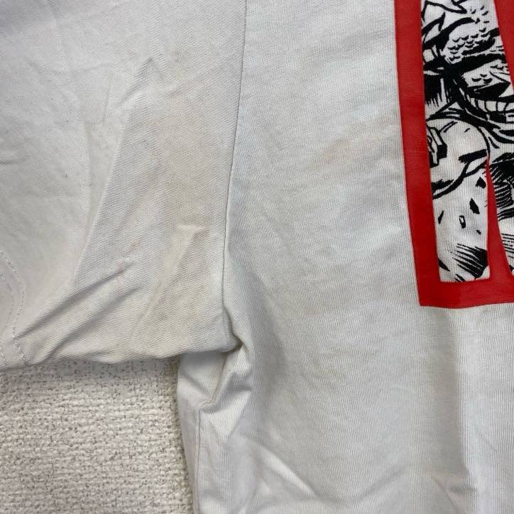古着 used　半袖アニメプリントTシャツ　MARVEL　マーベル　白　ホワイト　両面プリント　クルーネック　XLサイズ