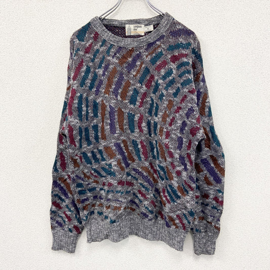 80s　London fog　ロンドンフォグ　アクリルニットセーター　総柄　ヴィンテージ　マルチカラー　Mサイズ